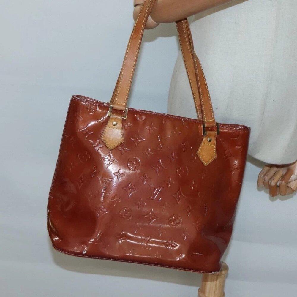 LOUIS VUITTON Monogram Vernis Houston Hand Bag Purple Viole